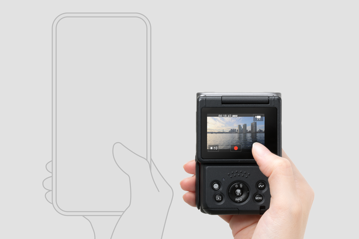 PowerShot V10 can be operated single-handedly PowerShot V10 can be operated single-handedly